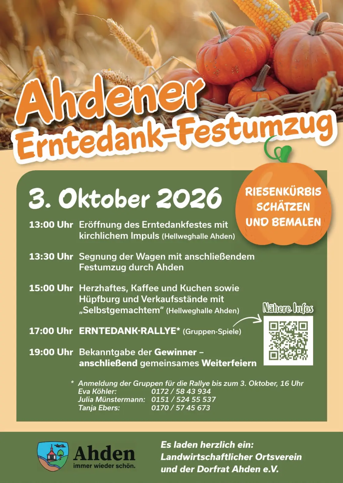 Veranstaltung - Ahdener Erntedank Festumzug am 3.10.2026